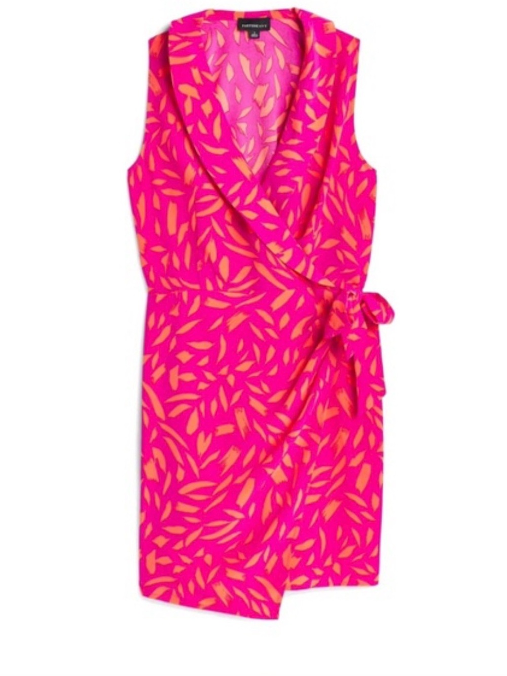 Fortune + Ivy Wrap Dress Pink Orange Sleeveless V-Neck Tulip Hem Size Large